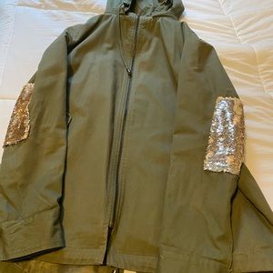 Army green jacket with gold sequin